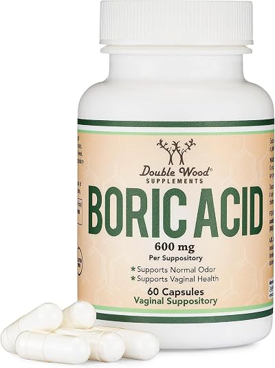 Boric Acid Suppositories 60 Count, Supports Women Health (Easy Dissolve, Third Party Tested) by Double Wood