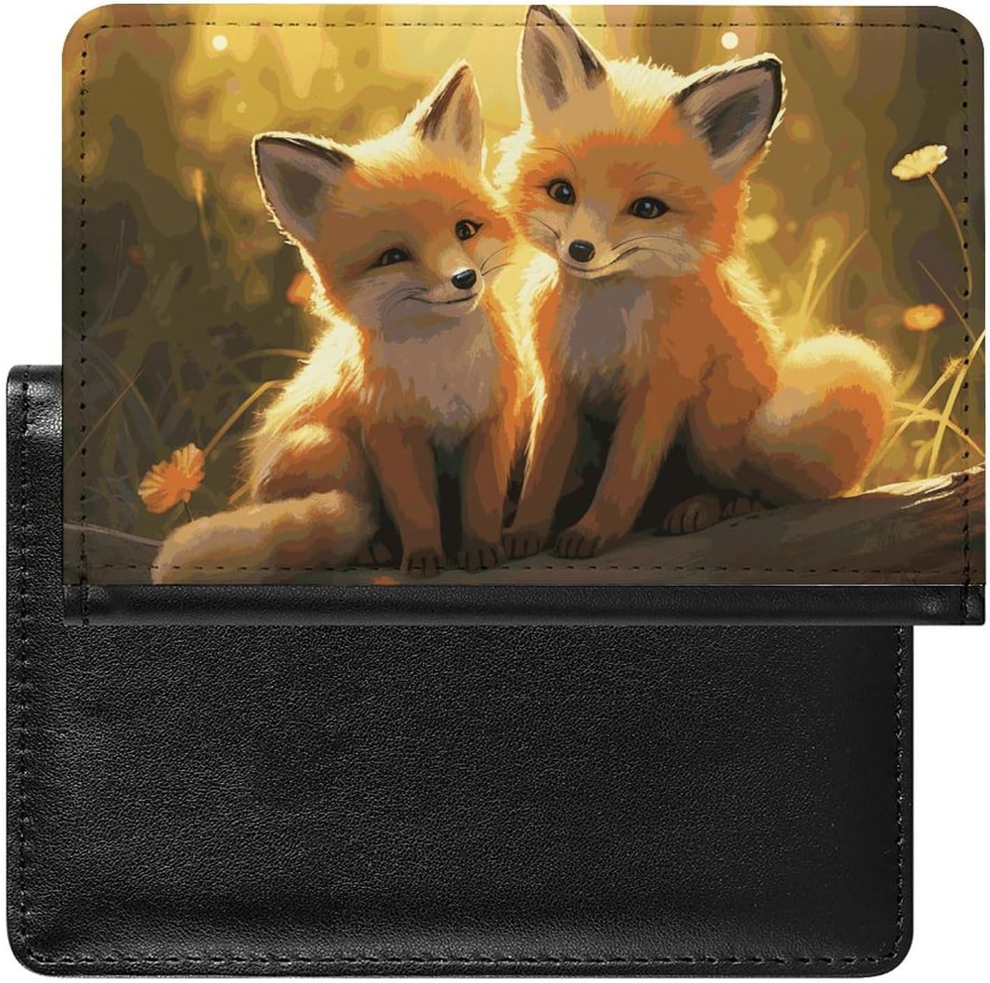 Cute Passport Holder for Travel,Personalized Multi-Functional Passport Cover with Card Slots,Slim Cute Foxes Printed Passport Wallet for Women Men