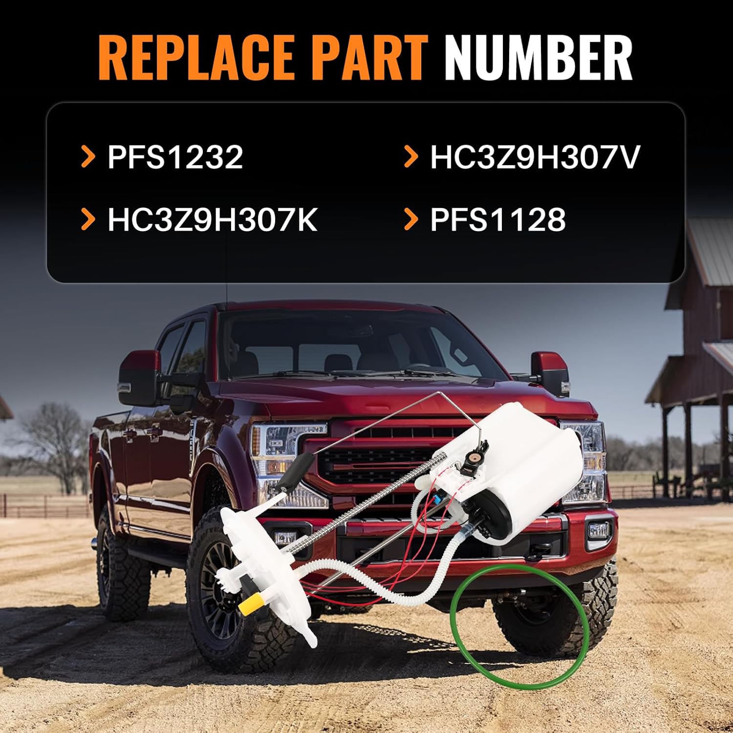 PFS1232 Electric Fuel Pump Module Assembly Compatible with Ford F-250 Super Duty F-350 Super Duty 2017-2020 6.2L V8 Repalce HC3Z9H307K HC3Z9H307V PFS1128