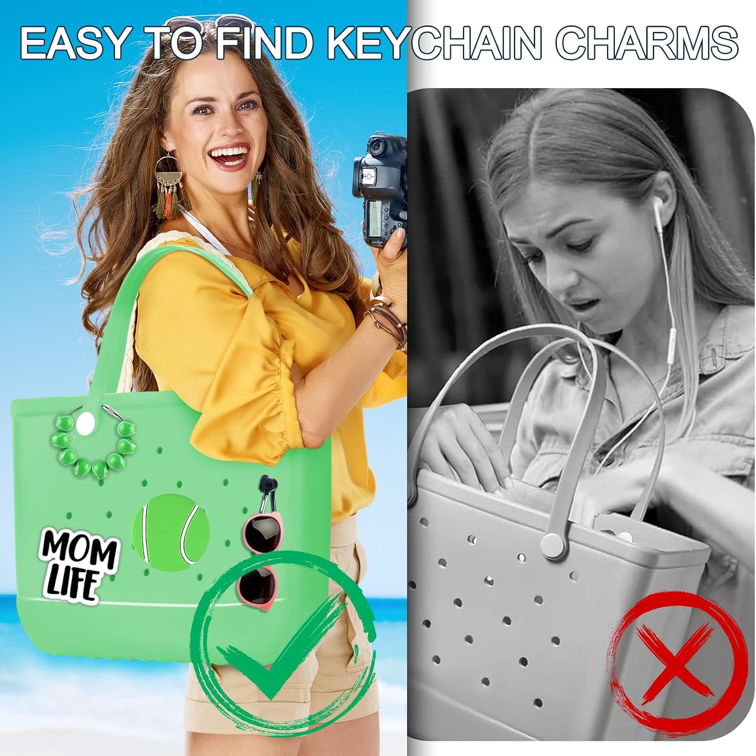Sports Ball Momlife Charms Hook Holder for Bogg Bag Accessories Tote Beach Bag Decoration Charms Hook Set Baseball Softball Soccer Charm Bits Rubber Bags Accessories Gift for Sports Mom image 4