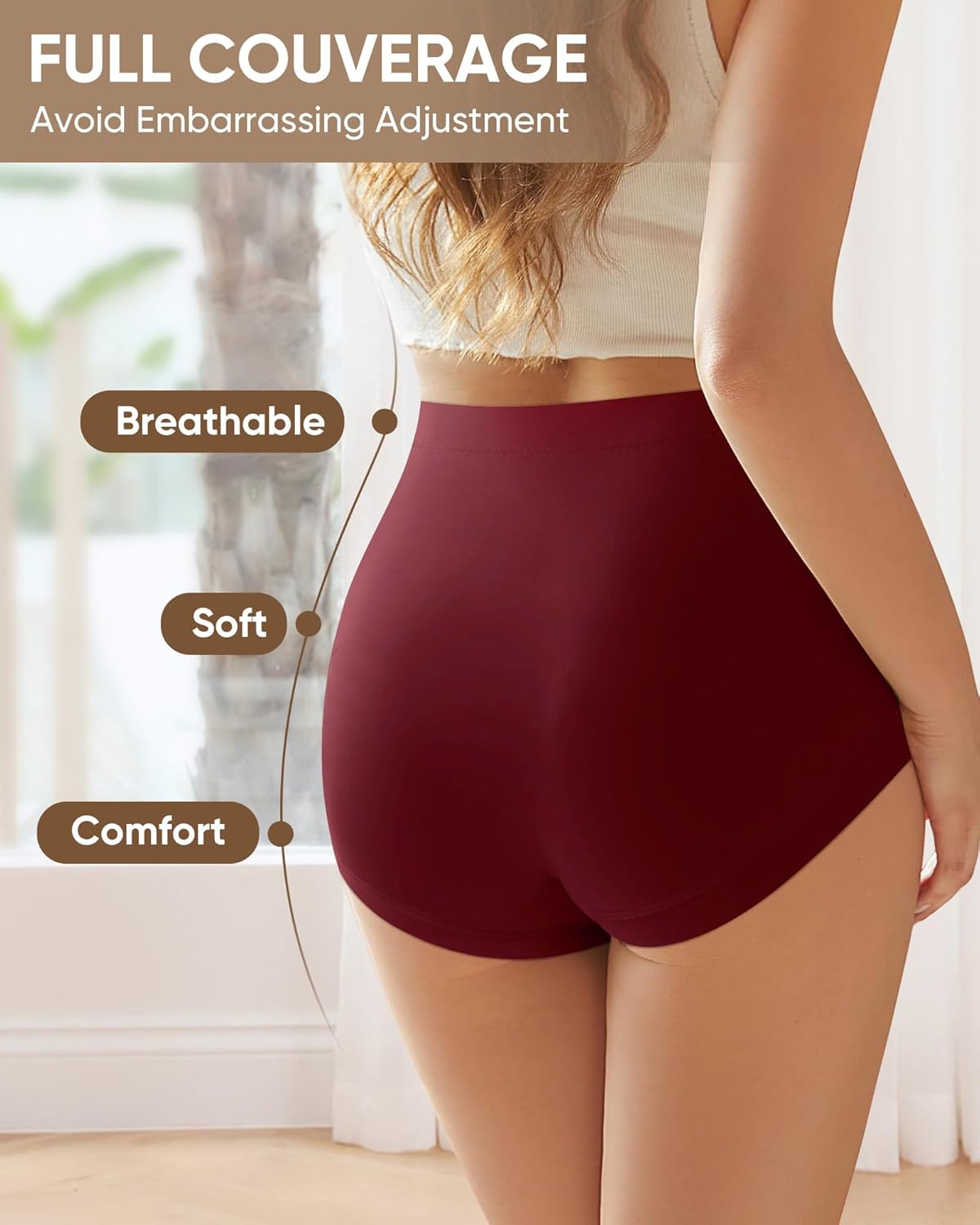 Women's High Waisted Lace Underwear Full Coverage Nylon Panties Soft Breathable Sexy Ladies Briefs 4 Pack Multicolor-XXL - Image 6