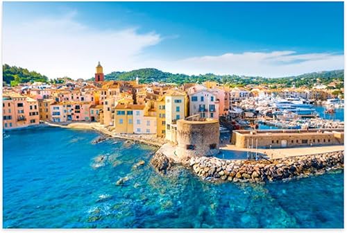 Jigsaw Puzzles 1000 Pieces for Adult View City Tropez Provence Cote dAzur a Popular for Travel Europe Puzzle Game for Family Wooden Puzzle Toy