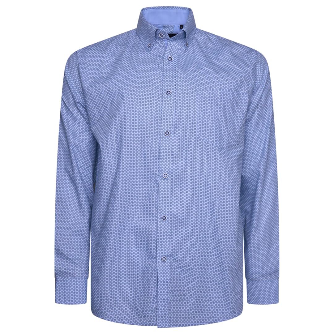 Kam Jeanswear Mens Long Sleeve Modern Geo Print Shirt - Blue - 8XL