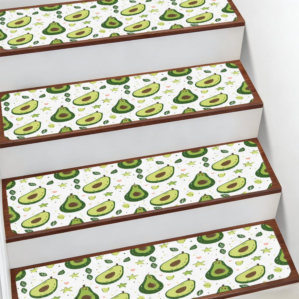 Protectores de escalera para interiores con diseño botánico de aguacate de alta resistencia