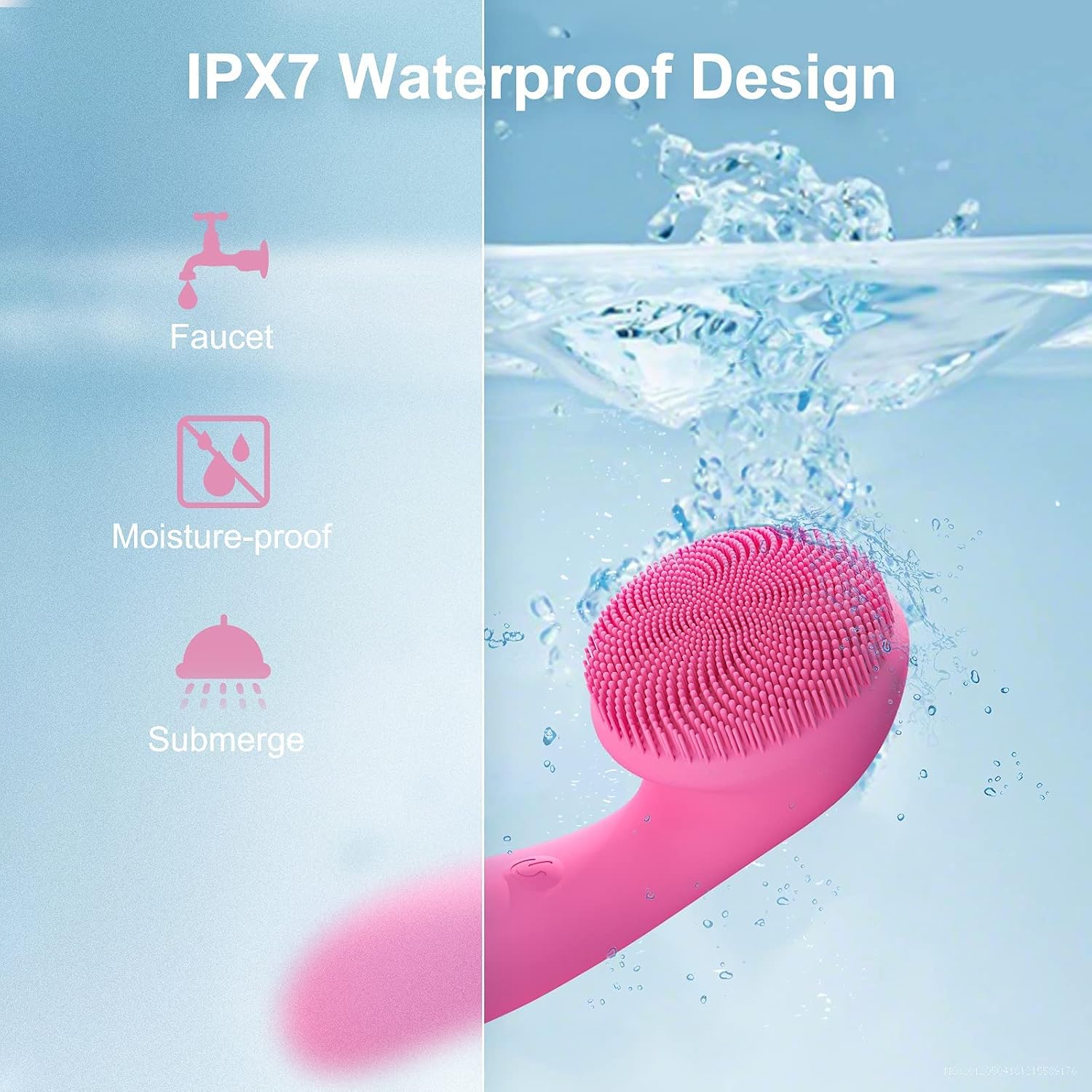 Sonic Facial Cleansing Brush, 4 Modes, Silicone Face Scrubber with Rotary Magnetic Bead, Face Brushes for Cleansing and Exfoliating, Massaging, Waterproof Rechargeable Facial Scrubber