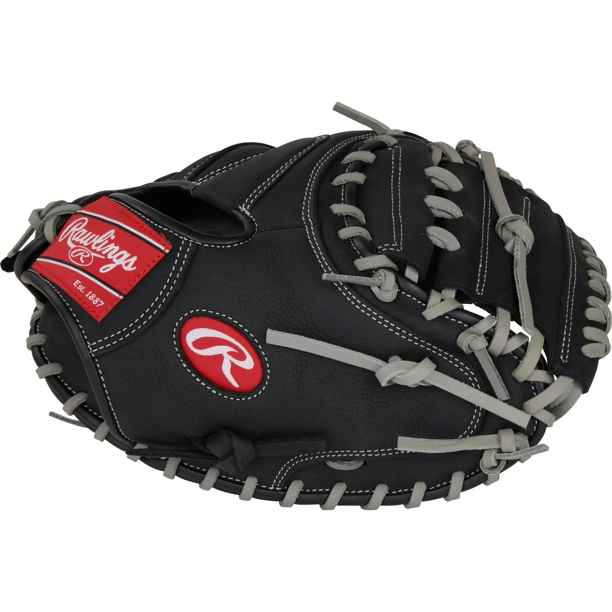 Rawlings Select Series - Guante de béisbol juvenil de 33 pulgadas, para lanzar a la derecha, negro/gris, guante de receptor juvenil ligero para jugadores en desarrollo