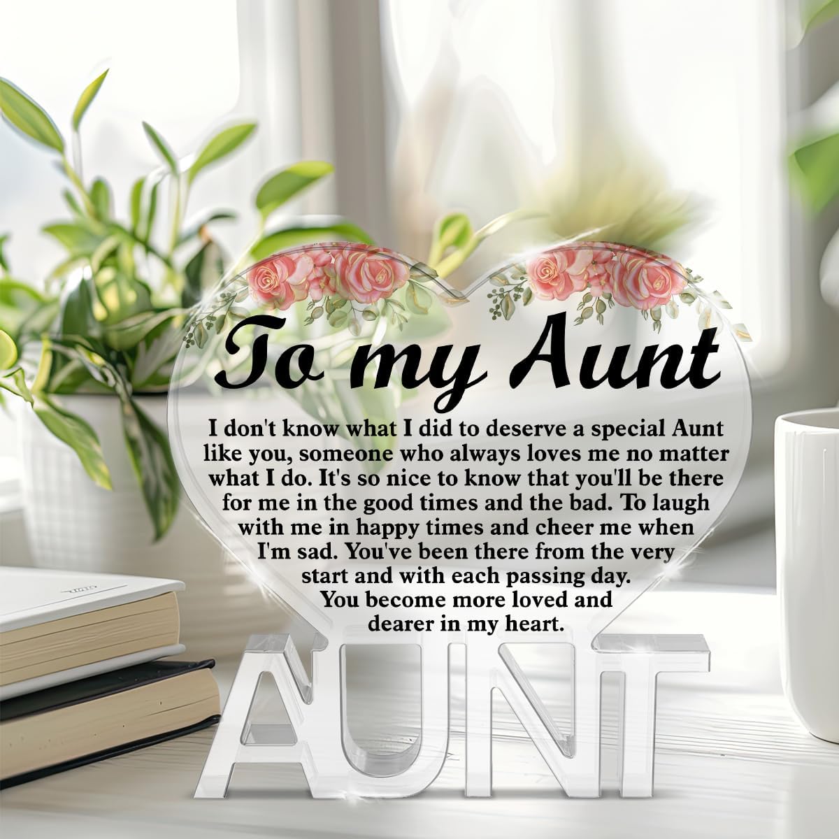 Clear Acrylic Decorative Sign for Aunt - Christmas & Birthday Gift from Niece - Image 5