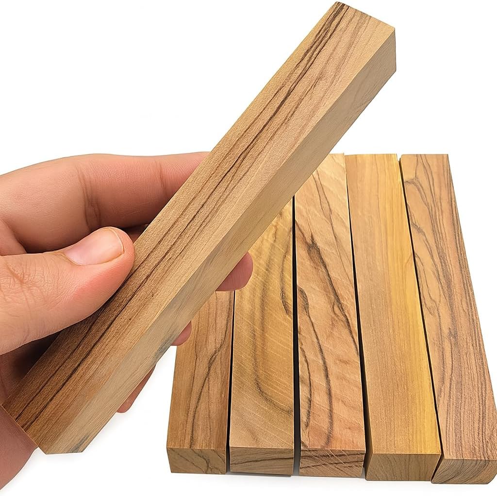 Zuluf 10 Authentic Bethlehem Olive Wood Pen Blanks with Certificates - BLANK104, Exotic Holy Land Wood Turning Blanks, 0.75" x 0.75" x 5" - Ideal for Pen Making, Woodturning, & Carving Projects