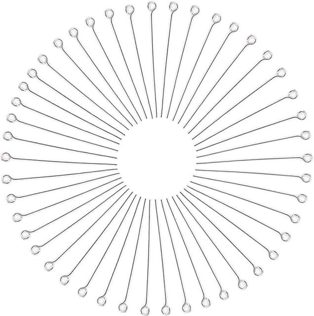 300Pcs 40mm(1.6 inch) 304 Stainless Steel Eye Pins Head Pins Ball Head Pins Findings Open Eye Pin Findings Open Eye Pin for Earring Pendant Bracelet Jewelry DIY Craft Making, Silver