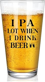 Futtumy Beer Gifts for Men, 15oz IPA A Lot When I Drink Glass, Gift for Lovers Men Women Dad Boyfriend Hubby Friends Uncle Brother, Novelty Beer Pint Glasses for Christmas Birthday Retirement