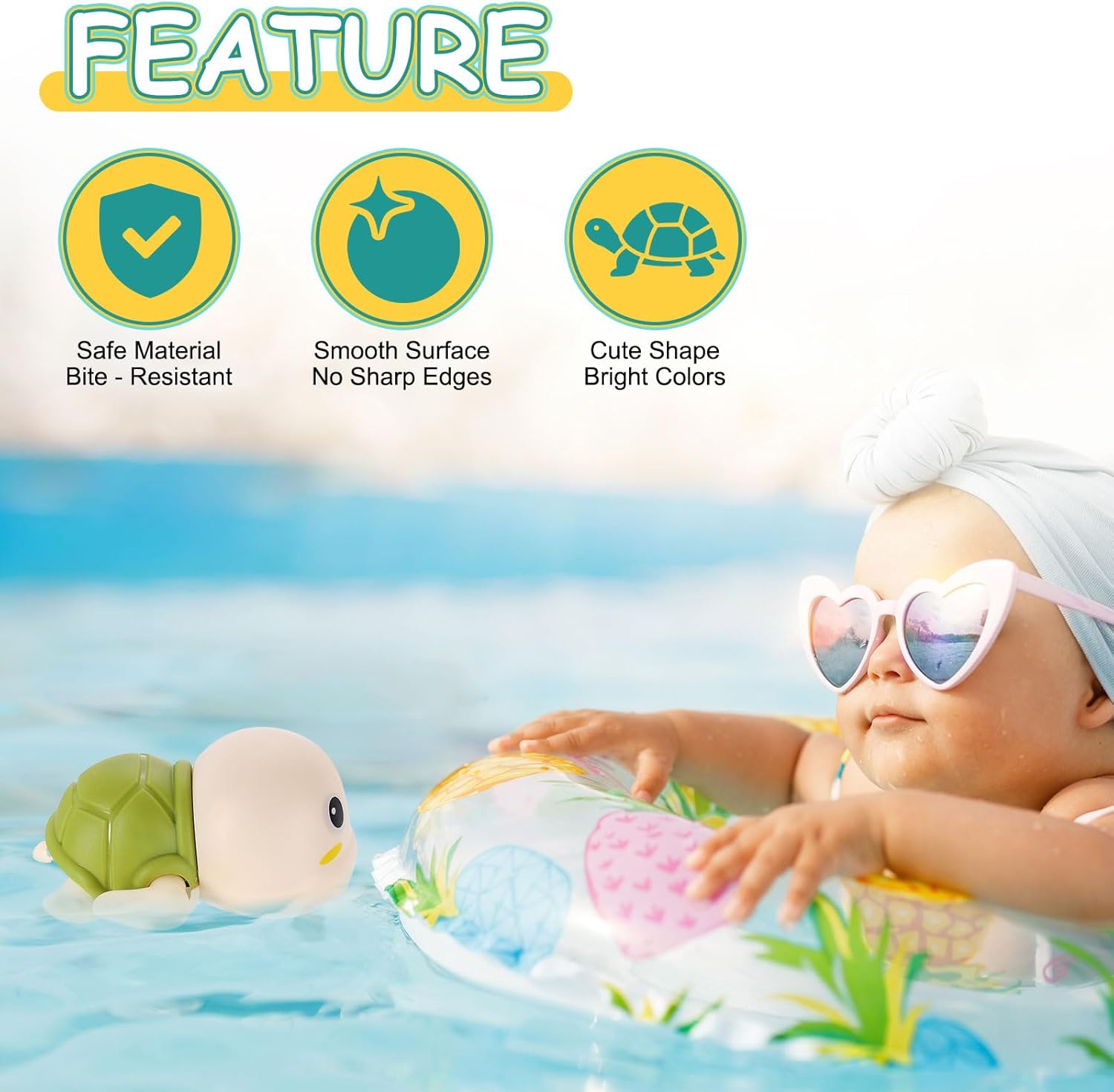 Swimming Single-Eyed Bath Toy Wind Up Animal Water Toy Sea Friend Bath Simulate Swimming Movement Perfect for Bathroom & Swimming & Pool & Water Party (Yellow, 1Pcs)