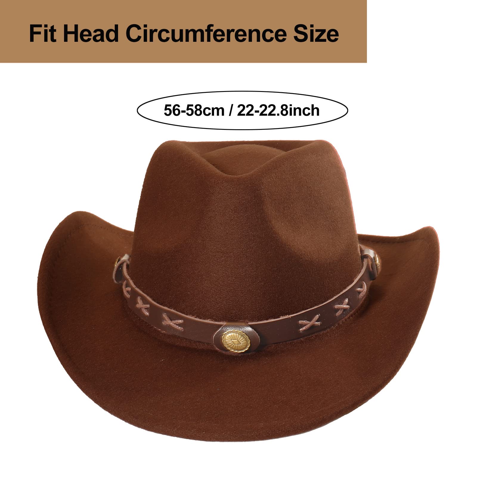 Chapeau de cowboy avec bandana à franges pour femme - Chapeau de cowgirl occidental à large bord - Écharpe cachemire