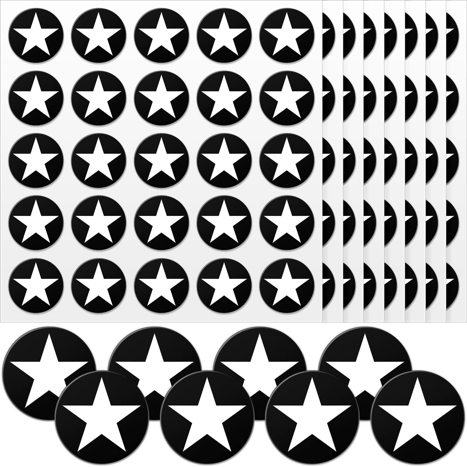 Leinuosen Helmet Stickers Football Baseball Helmet Decals 1-1/8 Inch Vinyl Sports Football Decals Self Adhesive Hockey Stickers for Hockey, Lacrosse, Batting(Black Print White,Star)