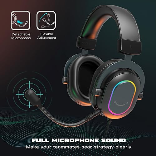 Miniatura 8 de FIFINE Gaming Microphone and USB Streaming Headset Kit, PC Podcast Condenser Mic with Boom Arm, Pop Filter, Mute, Wired Headphones with 7.1 Surround