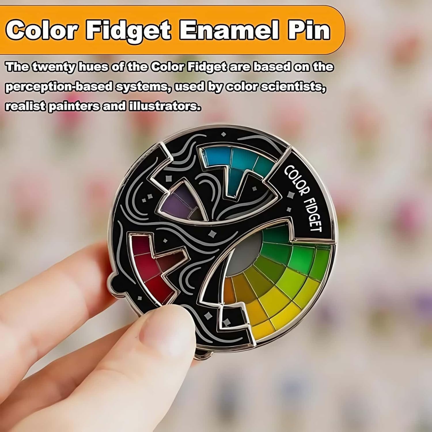 Color Fidget Wheel Keychain, 20 Hues Color Fidget Enamel with Interactive Wheel, Stress & Anxiety Relief Key Ring,Cute Enamel Wheel Gifts for Artists,Women,Men (Keychain 1pc)