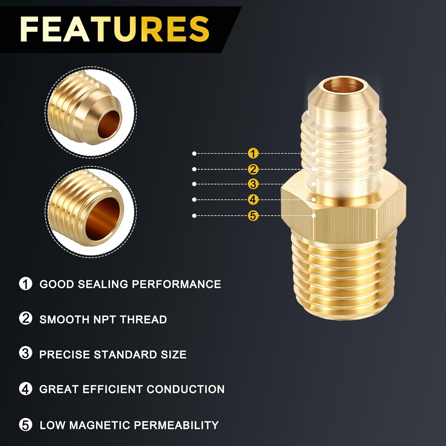 METALLIXITY 1PCS 1/4" Male Flare x 1/4" Male NPT Thread Brass Hex Nipples Extension Adapter for Tub Spout/Shower