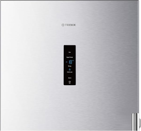Teknix TH60TNFX 60cm Freestanding Tall Freezer - 274L Capacity - Frost Free - Suitable for Outbuildings - Metal Tech Cooling - Stainless Steel, H185.5 x W59.5 x D65.1 (cm) - 4