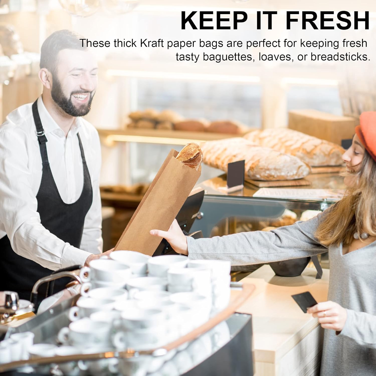 MT Products Kraft Quart Size Wine Bags 4.5" x 2.5" x 16" - Disposable Paper Bags - Pack of 50 - Image 3