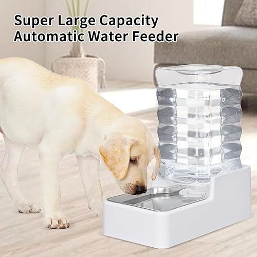Miniatura 4 de Dispensador automático para perros y gatos alimentador de gravedad blanco de 8L con cuenco de acero inoxidable, sin BPA, diseño antiderrames para