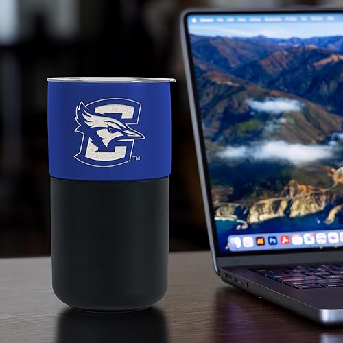 Miniatura 606 de Rico Industries NCAA Miami of Ohio Redhawks - Vaso de cerámica de 16 onzas con agarre de silicona, grabado láser profundo, diseño de color negro