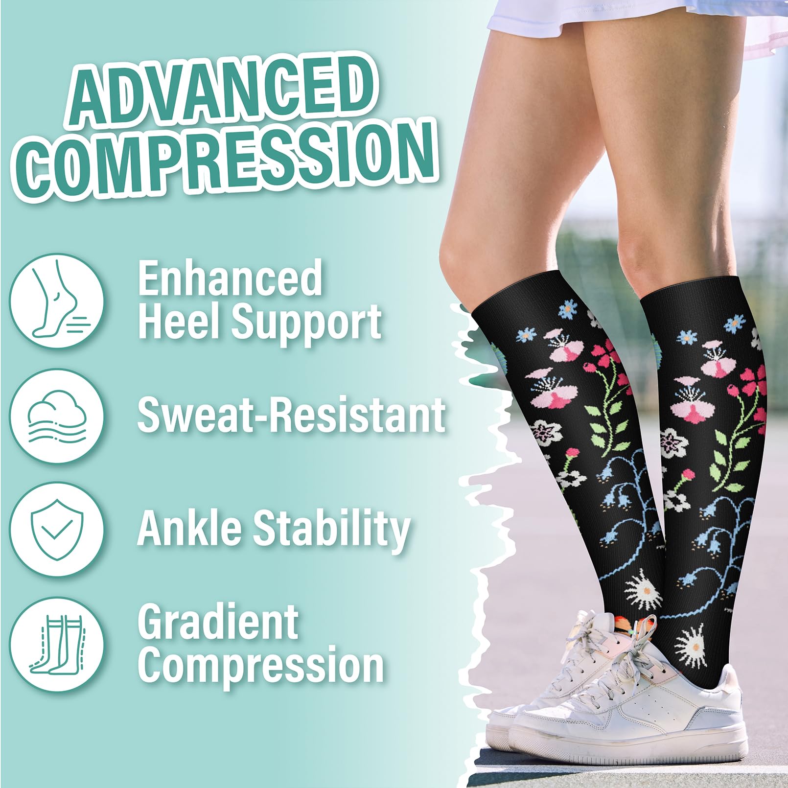 Blisset Compression Socks for Women and Men - Best for Circulation, Running, Athletic, Recover, Nurse, Travel