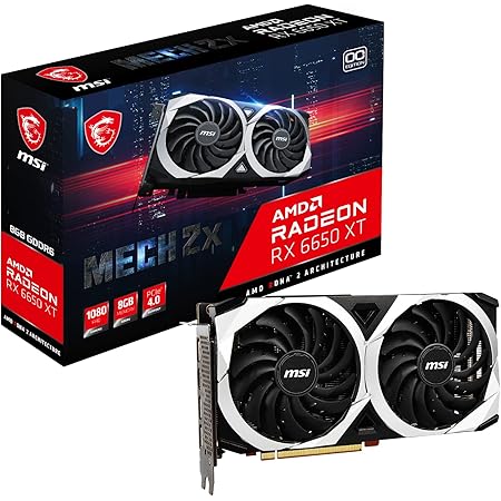 MSI Gaming Radeon RX 6650 XT 128-bit 8GB GDDR6 DP/HDMI Dual Torx 3.0 Fans FreeSync DirectX 12 VR Ready OC Graphics Card (RX 6650 XT MECH 2X 8G OC)