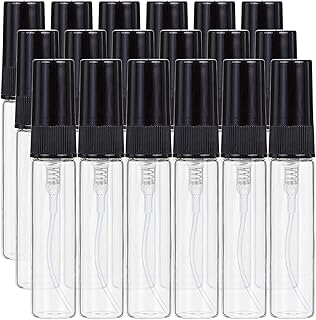 BENECREAT 30PCS 5ml Mini Fine Mist Spray Bottle Transparent Glass Travel Empty Atomiser Spray Bottles with Black Pump Lid for Perfume, Toiletries Liquid, Cosmetic