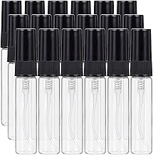 BENECREAT 30pcs 5ml Mini Fine Mist Spray Bottle Travel Empty Transparent Glass with Black Pump Lid for Perfume, Toiletries, Cosmetics