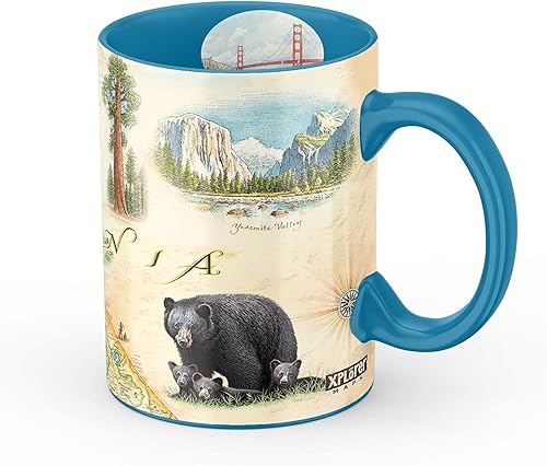 California State Map - Taza de cerámica (grande de 16 onzas), taza de café, té, cacao, chocolate caliente, tazas de preparación y bebidas frías, sin