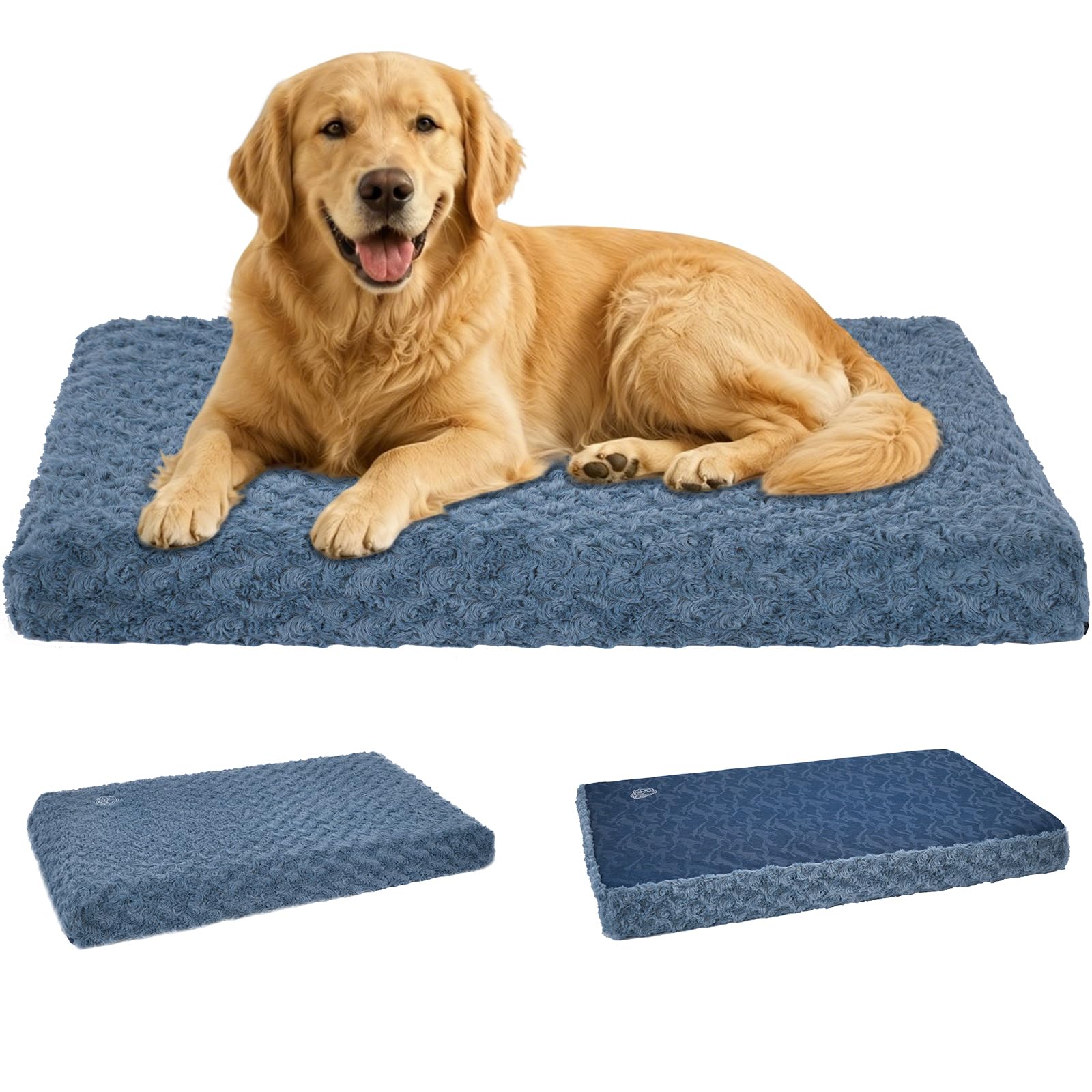 EMPSIGN XXL Reversible Dog Bed Dog Crate Mattress, 119x74x7.6cm, Navy
