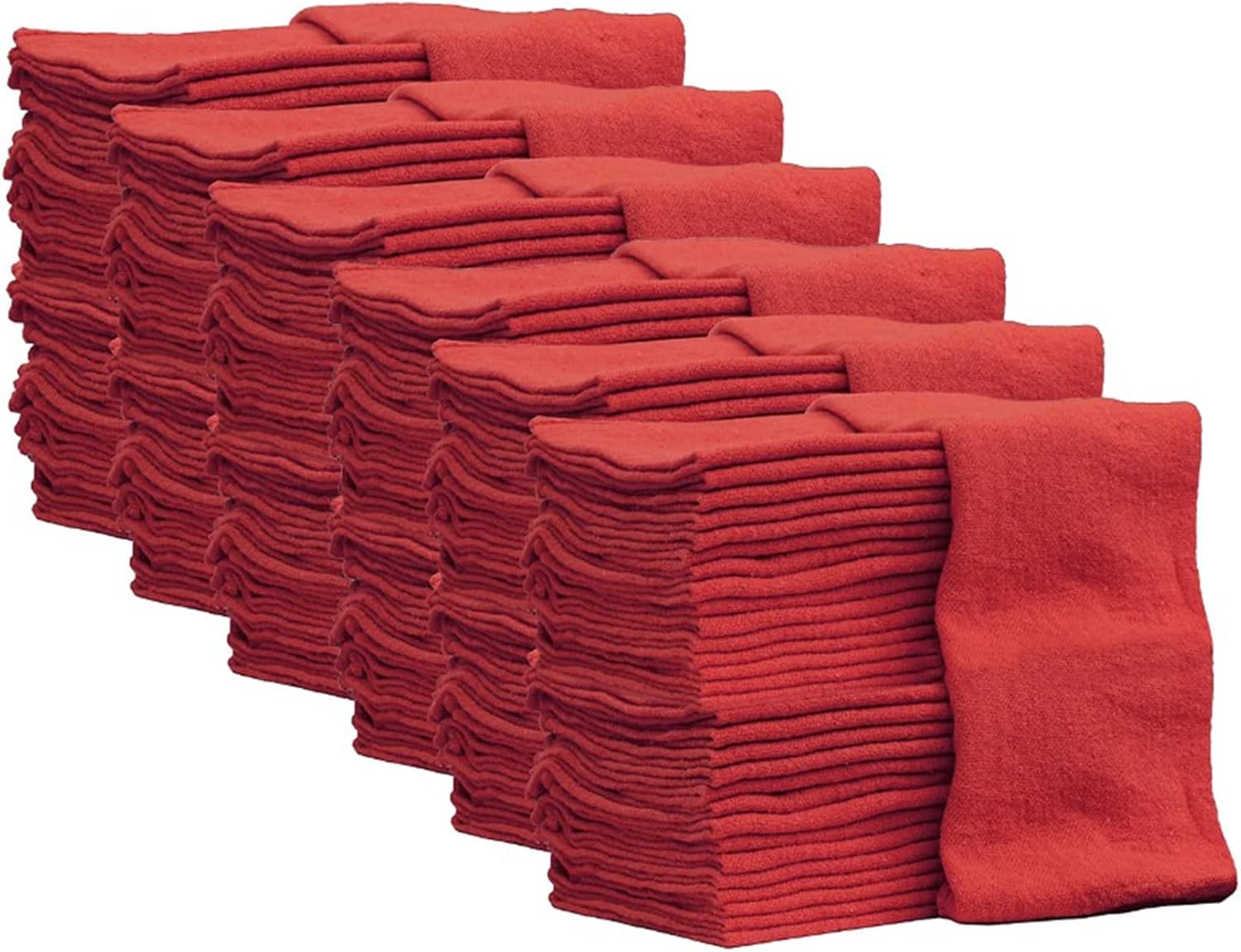 Nabob Wipers Auto Mechanic Shop Towels 500 Pack Bulk Shop Rags 100% Cotton Size 14"x14" Commercial Grade (500 Pack, Red)