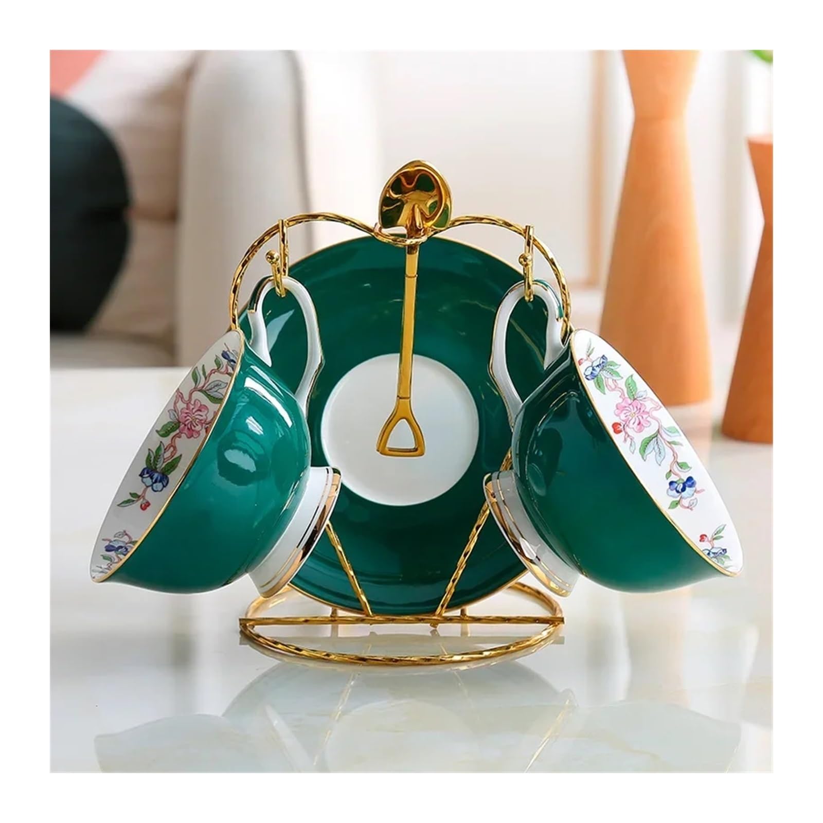 Tazas de café grandes de cerámica, Juego de 8 tazas porcelana for café y té, multicolor(Oranje)