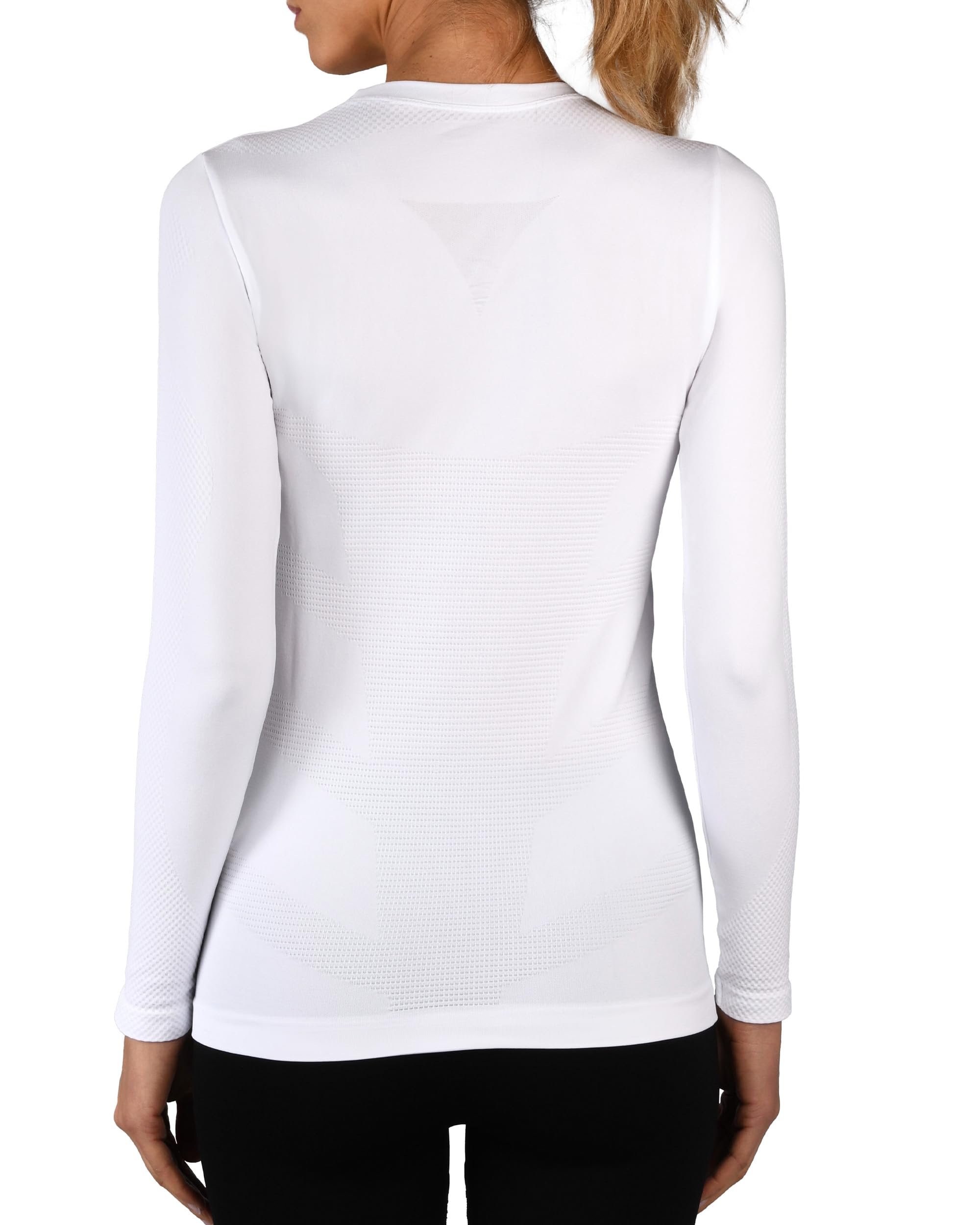 Iron ic - T-Shirt Femme Manches Longues Seamless Thermique et Respirante - Coupe Slim Performance - Art. 212531 (Blanc, M/L)