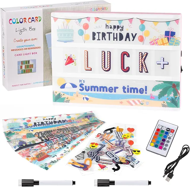 Caja de Luz LED Cambiante de 16 Colores con 351 Etiquetas y 2 Marcadores