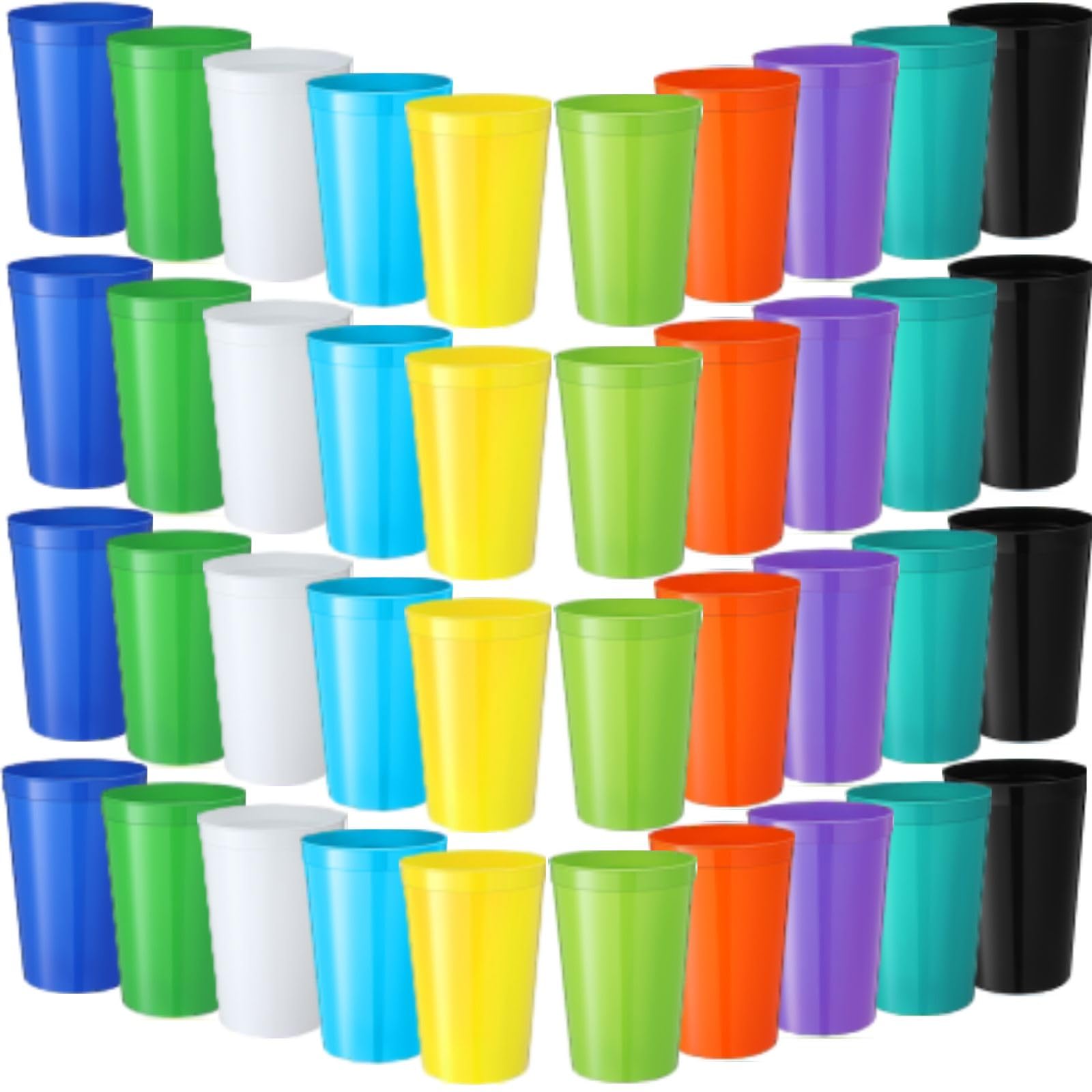 Honeydak 40 Pack 22 Oz Plastic Stadium Cups Bulk Large Stadium Cups Reusable Plastic Stadiums Tumbler Colorful Blank for Birthday Party Events Clubs