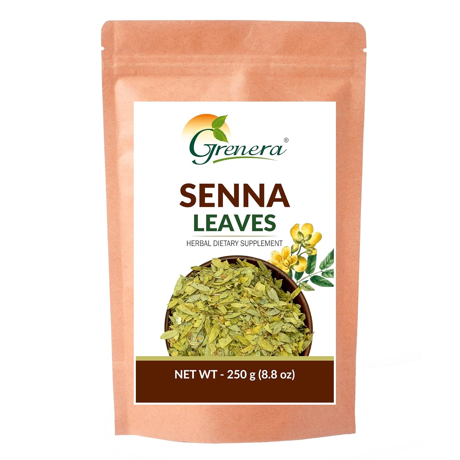 Grenera Senna Dried Leaves 250g | Senna leaf whole | Tea, Drinks & recipes | Pure Senna Dry Leaves | Herbal Tea | Natural herbal laxative | Detox tea
