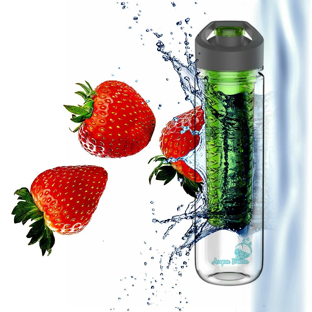 Infuse Your Day with Health - Large Infuser Water Bottle w/Sport Flip Top Spout ~ BPA Free ~ Built in Carry Handle ~ Flavor Your Water with Fruits, Veggies, Teas and Herbs