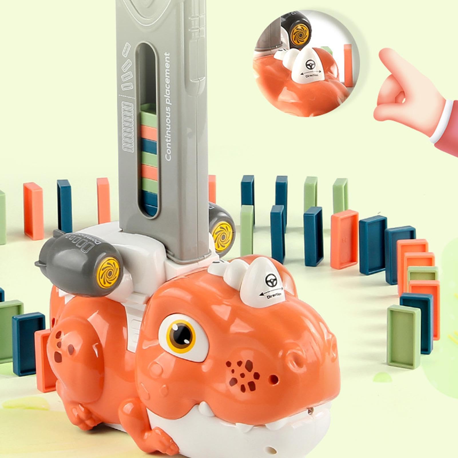 OBEST 180Pcs Juguete de Tren Dominó, Tren Eléctrico Domino con Luces y Música, Automático Rally Tren Apilados Bloques de Dominó para Niños, Juguetes Educativos 3 años Regalo de cumpleaños (Azul