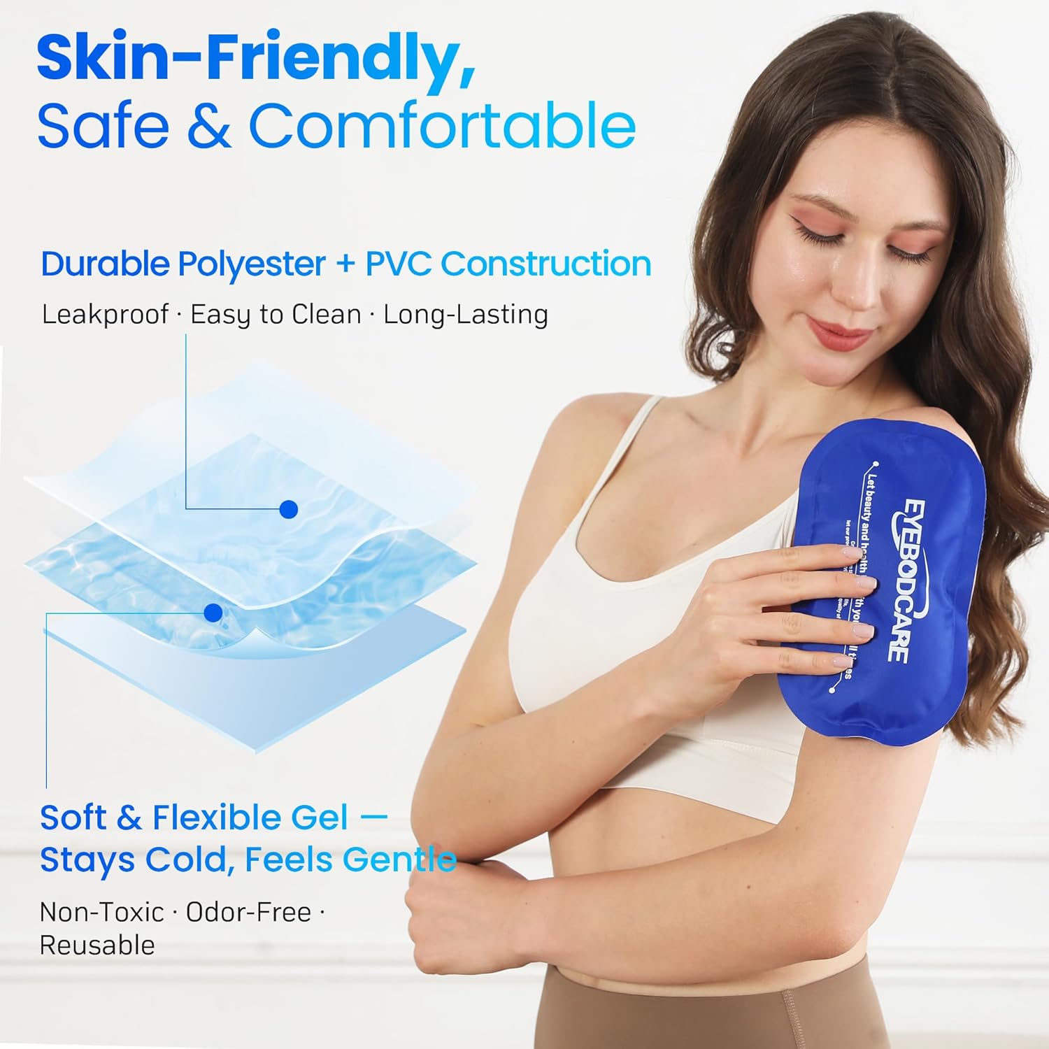 Reusable Ice Packs for Injuries, Hot and Cold Therapy Gel Ice Packs with Flexible Wrap and Eye Mask, for Joint Pain, Swelling, Muscle Pain, Knees, Back, Shoulder & More (3-Piece Set) - Image 3