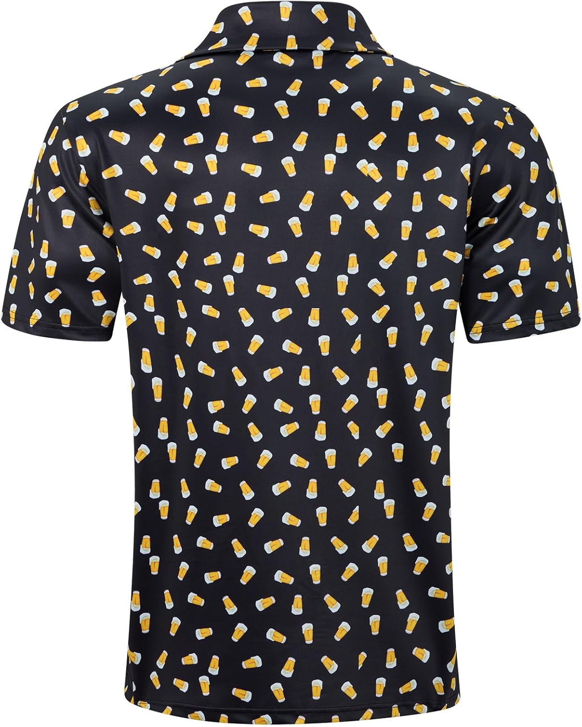 uideazone Golf Shirts for Men Dry Fit Polo Shirt Short Sleeve Moisture Wicking Golf Polos Performance Golf Tennis Shirt A Beer Lighr Small