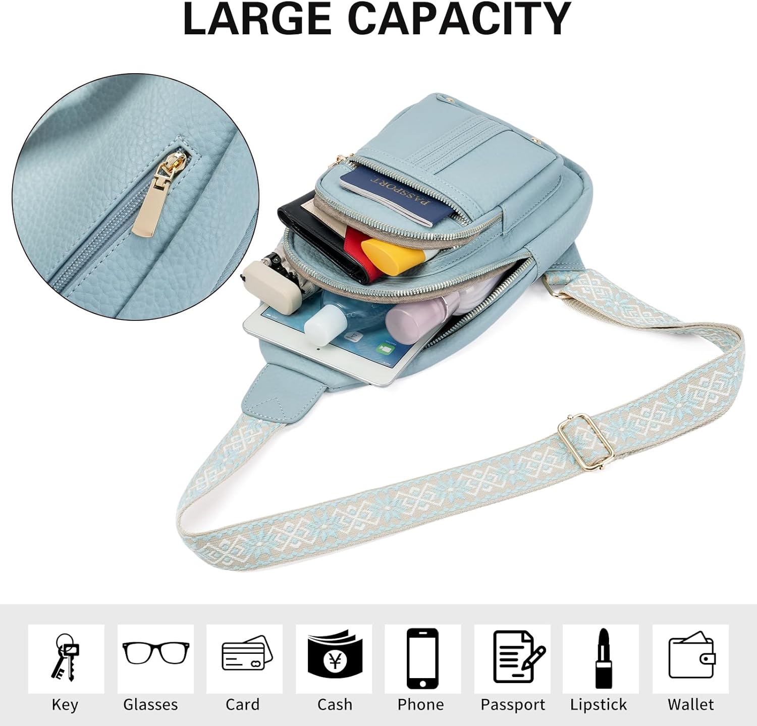 GAEKEAO Sling Bag for Women Crossbody Bags Fanny Pack Vegan Leather Chest Bag Travel Shoulder Belt Purse Backpack Gifts