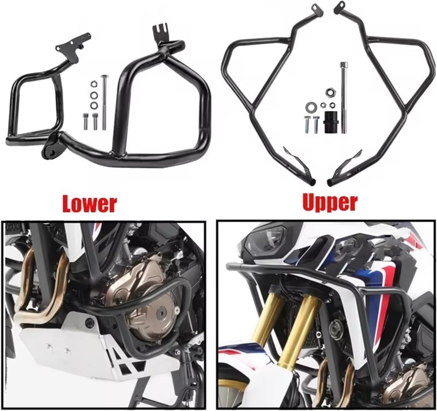 Barre protezione moto Telaio per barra di protezione per motocicletta per CRF1000L per Africa per Twin 2016-2019 superiore e inferiore