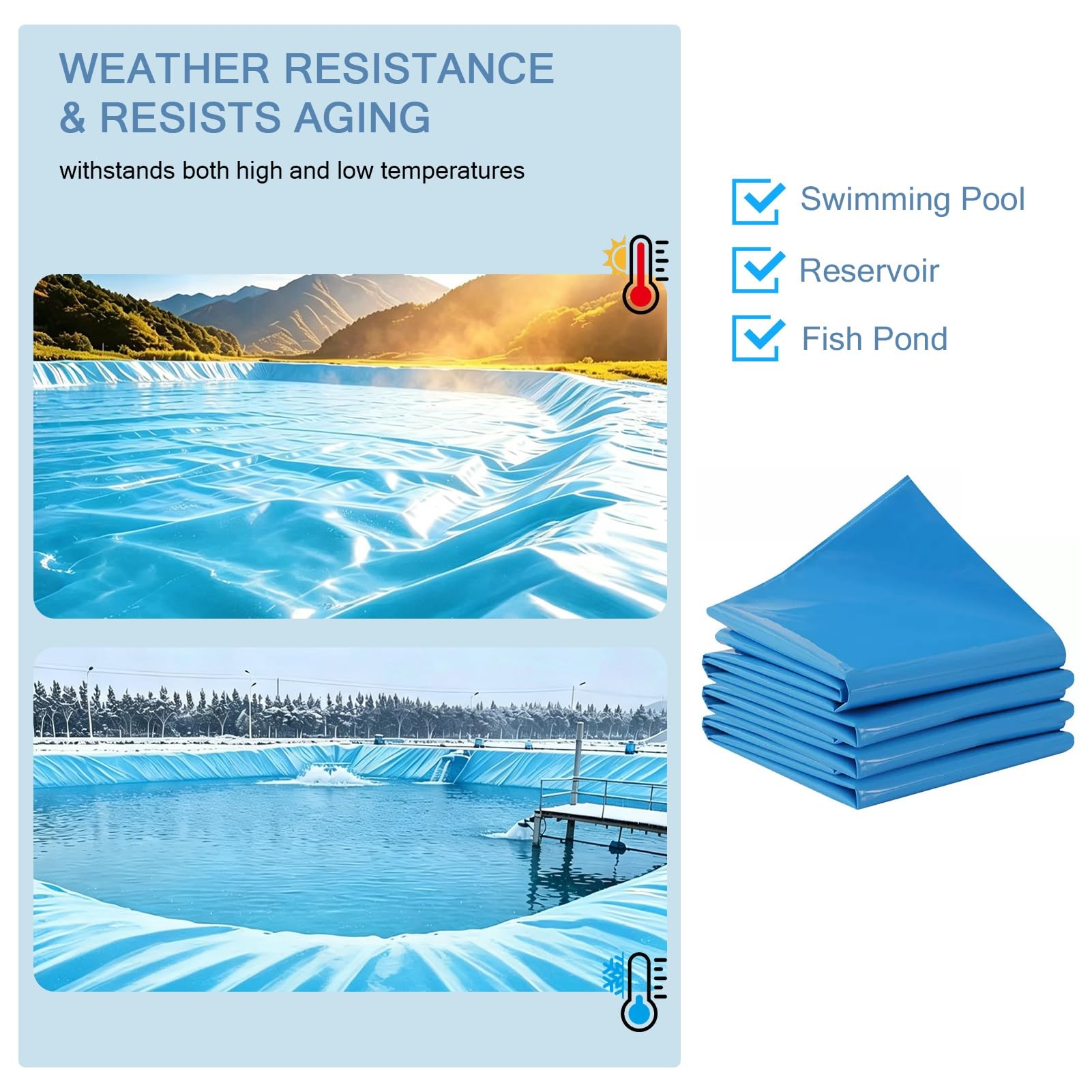 MARXAN Telo Preformato per laghetto da 0,12 mm, Flessibile e Impermeabile, per laghetti per Pesci Koi, Acqua all'aperto, con Membrana Durevole per laghetto - 4x6m 7x8m 8x10m 10x12m(6x6m)