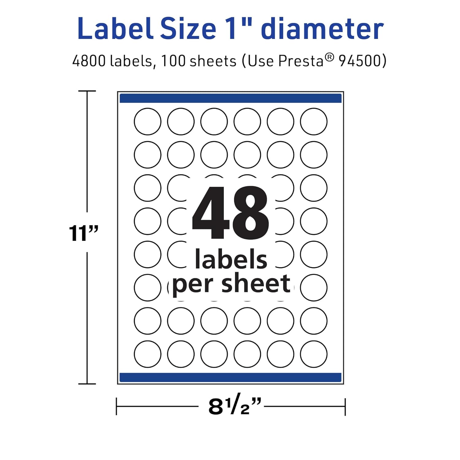 Avery TrueBlock Matte White Round Labels, Sure Feed Technology, 1" Diameter, 4,800 Matte White Labels, Print-to-The-Edge, Laser/Inkjet Printable, Great for Product Merchandising Stickers