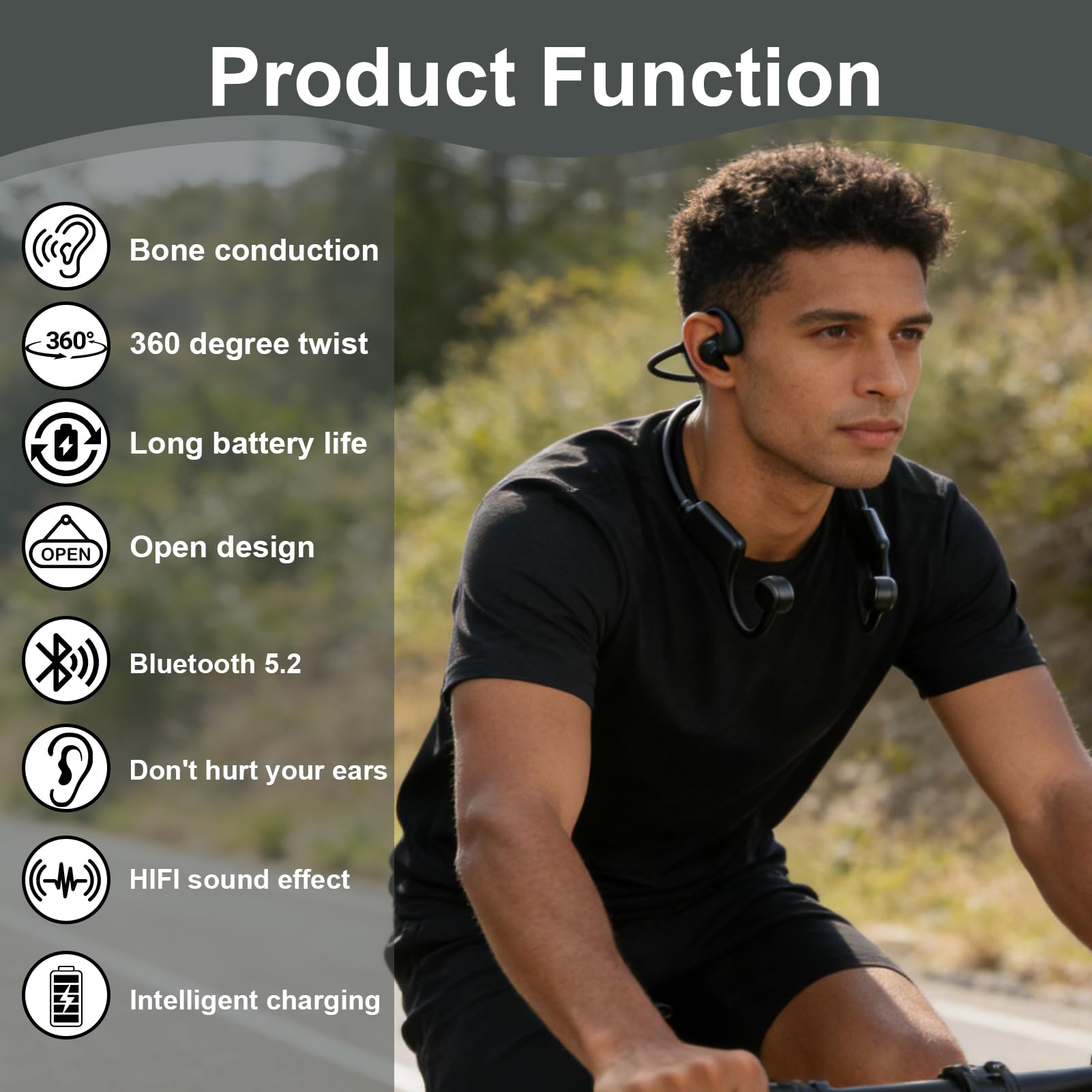 Cuffie Conduzione Ossea Bluetooth 5.3, Auricolari a Conduzione Ossea Sport con Microfono, IPX8 Impermeabile per Nuoto, Corsa, Ciclismo, Cuffie Nuoto Open-Ear HiFi Stereo, Ricarica Rapida USB-C