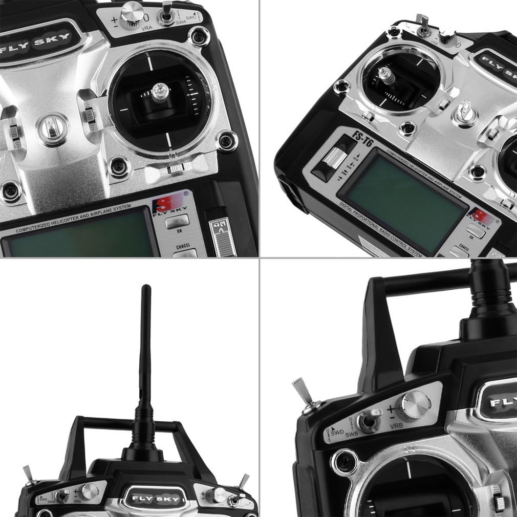 RCmall Flysky FS-T6 High Precision 2.4G 6 Channel 6ch Radio Controller Transmitter and Receiver Kit for RC Helicopter Racing Drone : Toys & Games