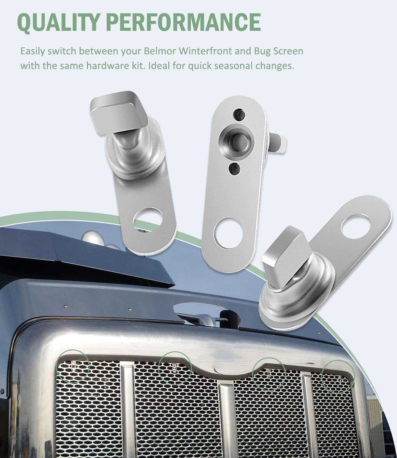 75704-1 Stainless Bug Screen & Winterfront Mounting Hardware Kit for Peterbilt 357 375 377 378 379 379X (1986–2007) – Includes 14 Turn Buttons, Washers, Nuts & Screws