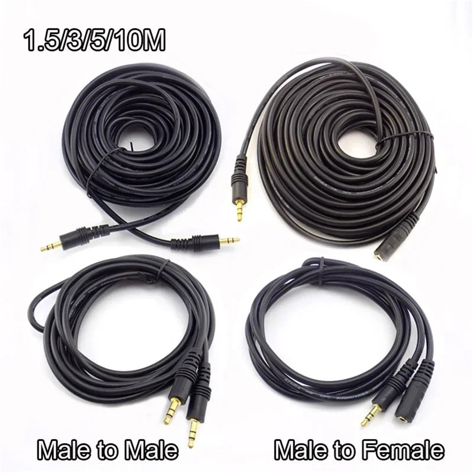 1,5/3/5/10/20 m 3,5 mm stereo męski na męski jack męski na żeński kabel przedłużający audio AUX do komputera laptopa MP3/MP4 H10