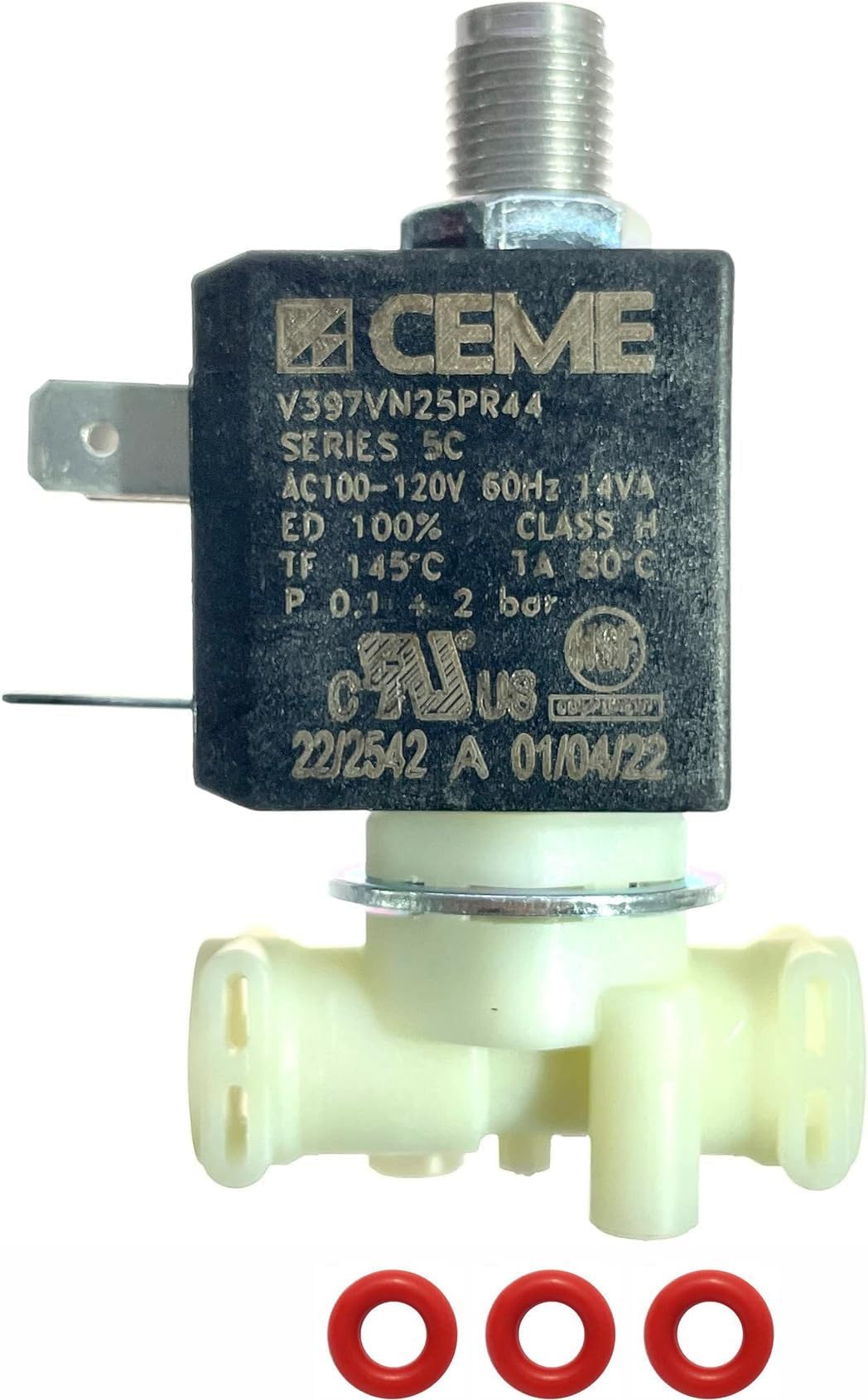MacMaxe 3 Way Solenoid Valve โ CEME V397VN25PR44 โ 120V 60Hz โ Replacement of OLAB 9200H for Breville Espresso Machines