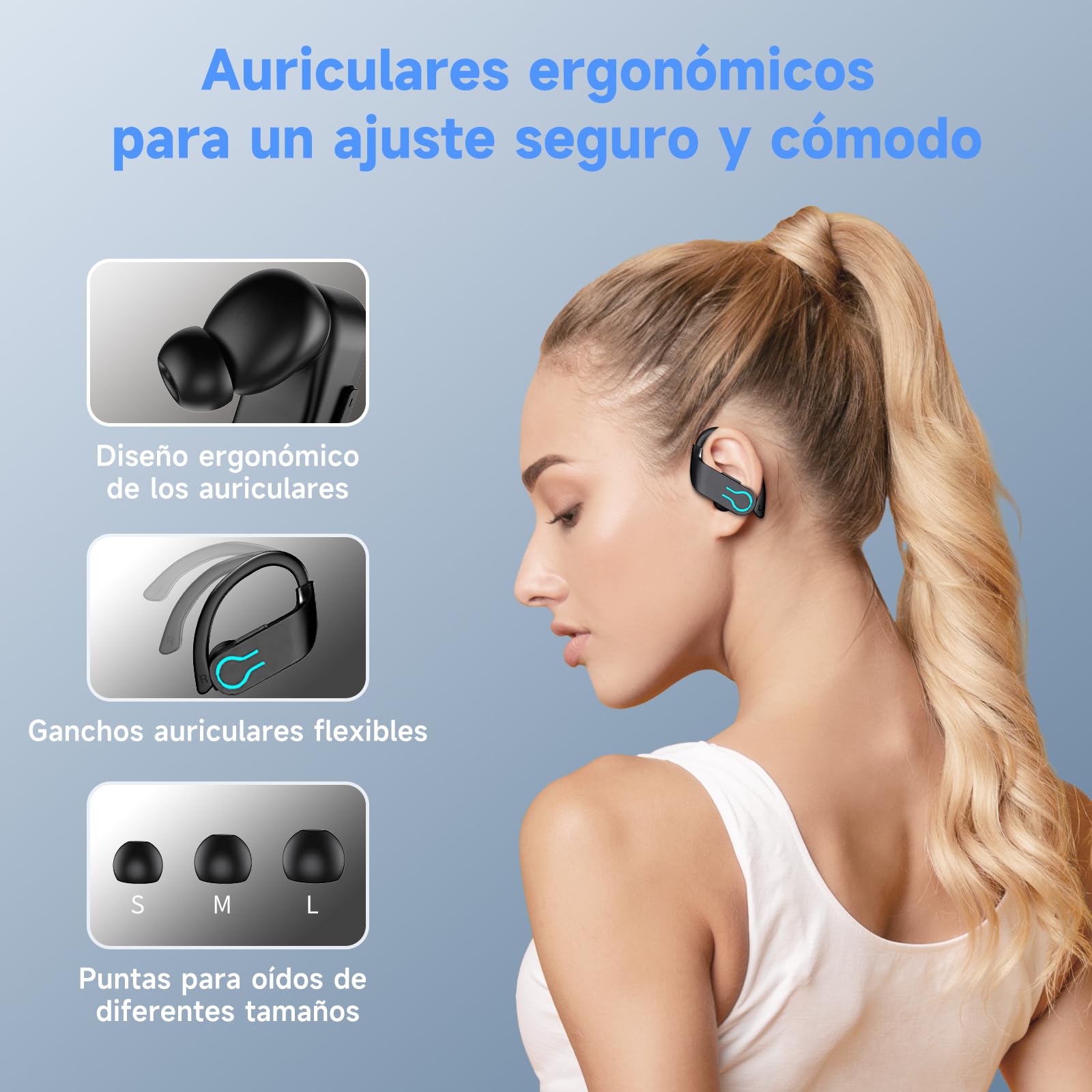 Paekole Wireless Bluetooth Headphones, New Version, Sports Helmets with LED Display, 4 Microphones ENC HD, IPX7 Waterproof, Physical Button, HiFi Stereo for Running/FitnessBY01 in use